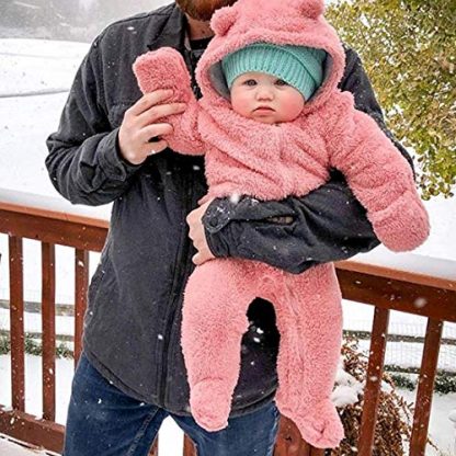 Adorable Fleece-Lined Bear-Themed Snowsuit for Newborns - Image 7