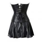Retro Punk Rock Faux Leather Corset and Skirt Set - Image 5