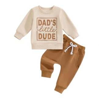 Toddler Boy's Cozy Fall-Winter Outfit Set with Graphic Letter Sweatshirt and Joggers