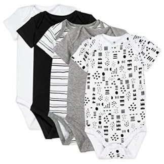 "5-Pack Short-Sleeve Organic Cotton Bodysuits for Baby Boys"
