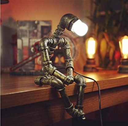 Industrial Chic Robot Desk Lamp with Edison Bulbs