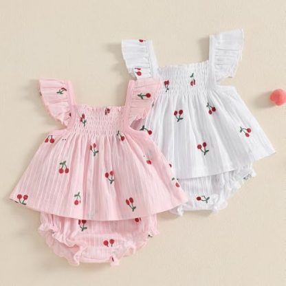 "Summer Sweetness" Baby Girl's Ruffle Dress and Shorts Outfit Set - Image 2