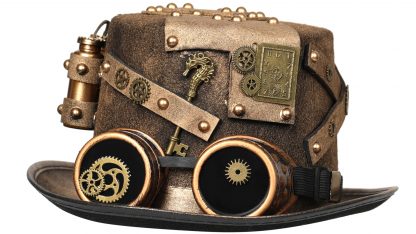 Unisex Steampunk Top Hat with Removable Goggle and Gear Detailing - Image 7