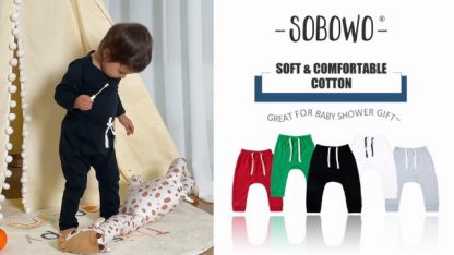 Unisex Newborn 3-Pack Cotton Joggers for Toddlers - Image 7