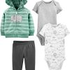 Dark Grey/Grey/Mint Green Elephant/White Forest Animals