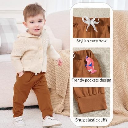Trio of Soft Cotton Jogger Pants for Toddlers - Image 4