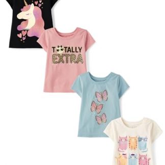 Toddler Girls' Enchanted Creatures Short Sleeve Graphic T-Shirts, Pack of 4