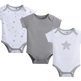Unisex 3-Pack Cotton Short Sleeve Baby Bodysuits