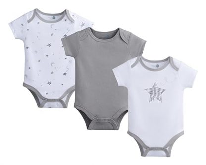 Unisex 3-Pack Cotton Short Sleeve Baby Bodysuits