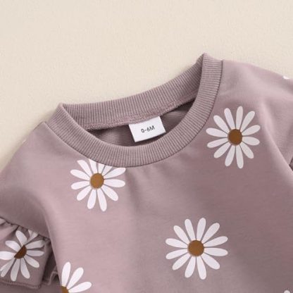 Adorable Toddler Girl's Floral Sweatshirt and Pant Set - Image 4