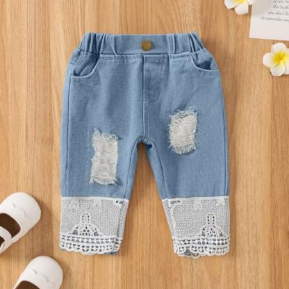 Blossom Chic Baby Girl Outfit Set with Romper Top and Jeans - Image 5