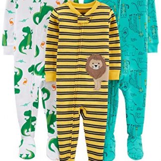 Cozy Cotton Footed Pajamas for Toddlers and Baby Boys, Pack of 3