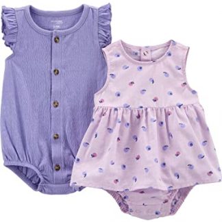 Adorable Duo of Baby Girl Sleeveless Rompers