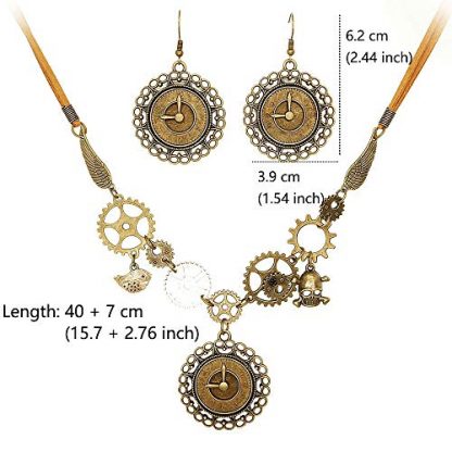 Steampunk-Inspired Gear Pendant Necklace and Earring Set - Image 3