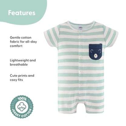 Twin Pack Soft Cotton Baby Boy Rompers - Blue Star Design - Image 2