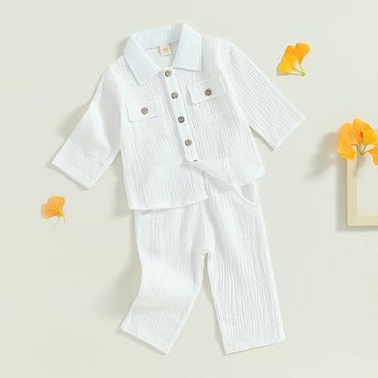 Charming Toddler Boy's Linen Outfit Set - Image 3
