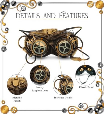 Vintage-Style Steampunk Cosplay Goggles - Image 3