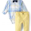 Blue Yellow Plaid Set