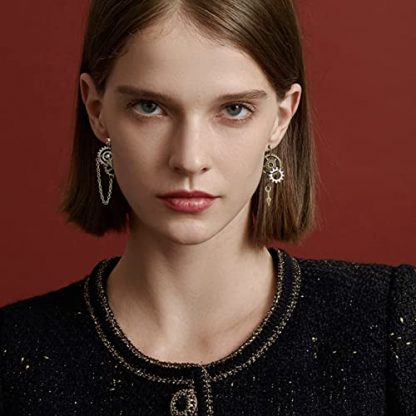 Handcrafted Vintage Airplane and Gear Dangle Earrings - Image 6