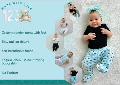 Cozy Bear Cub Cotton-Spandex Baby Pants with Feet - Image 2