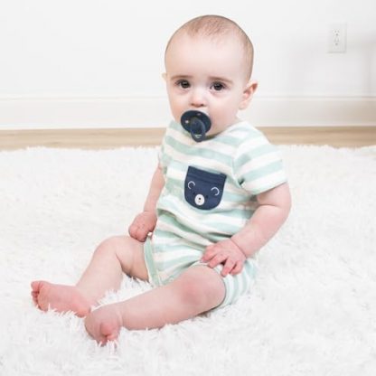 Twin Pack Soft Cotton Baby Boy Rompers - Blue Star Design - Image 5