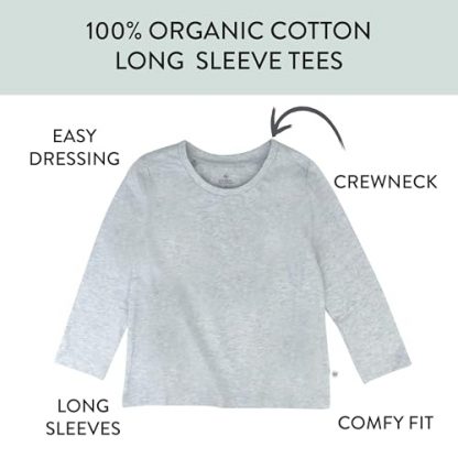 "5-Pack Organic Cotton Long Sleeve T-Shirts for Toddlers and Little Kids" - Image 2