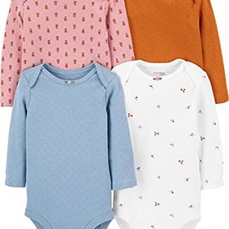 Adorable Long-Sleeve Baby Bodysuits, Pack of 4