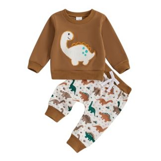 Adorable Toddler Boy's Dinosaur/Bear Print Sweatshirt and Pants Set