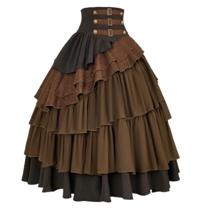 Women's Vintage-Inspired High-Waisted Steampunk Skirt - Image 2
