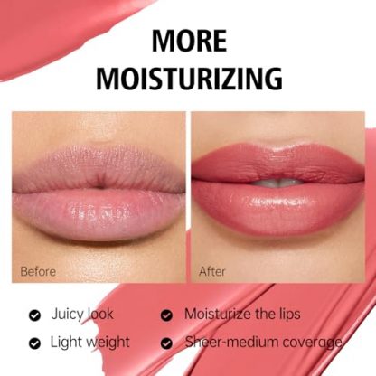 Lustrous Pink Lipstick with Hydrating Lip Balm - Image 5