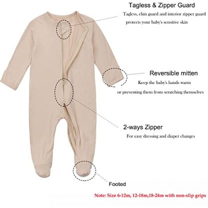 Tranquil Dreams Bamboo Baby Pajamas, 3-Piece Unisex Set with Mittens and Footies - Image 3