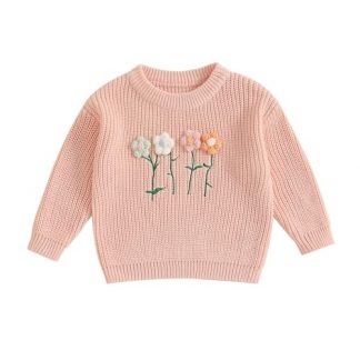 Cozy Crewneck Pullover Sweater for Little Girls