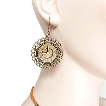 Steampunk-Inspired Gear Pendant Necklace and Earring Set - Image 4