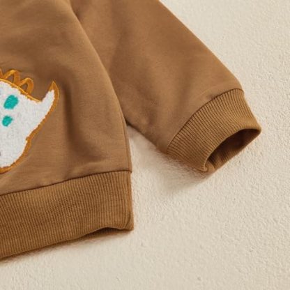 Adorable Toddler Boy's Dinosaur/Bear Print Sweatshirt and Pants Set - Image 5