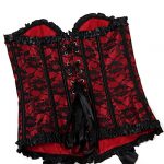 Women's Floral Corset with Black Lace Trim: Overbust Waist Cincher Bustier Top - Image 3