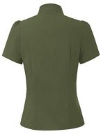 Summer Elegance: Short Sleeve Office Blouse with Bow Tie - Image 2