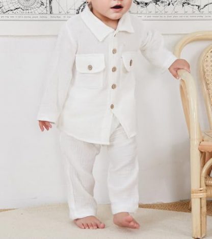 Charming Toddler Boy's Linen Outfit Set - Image 7