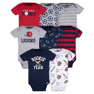 8-Pack Short Sleeve Baby Bodysuits in Sporty Colors