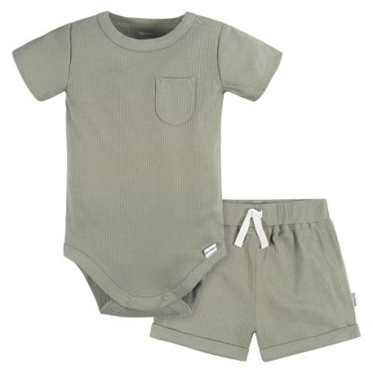 Unisex Baby Outfit Set: Bodysuit and Shorts
