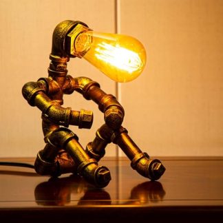 Vintage Industrial Steampunk Robot Table Lamp