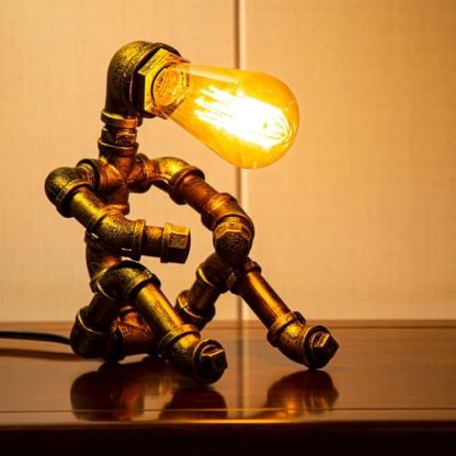 Vintage Industrial Steampunk Robot Table Lamp
