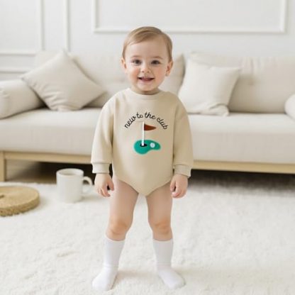 "New to the Club" Golf-Themed Baby Boy Sweatshirt Romper - Image 4