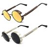 B0 2pcs Brown Frame Gold Lens + Silver Frame Grey Lens