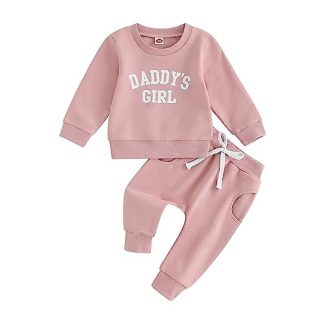 Adorable Toddler Girl's Winter Outfit with Cozy Sweatshirt and Jogger Pants