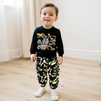 "Stylish Camouflage Toddler Outfit with Excavator Print" - Image 3