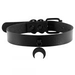Mystical Moon Pendant Black Leather Choker