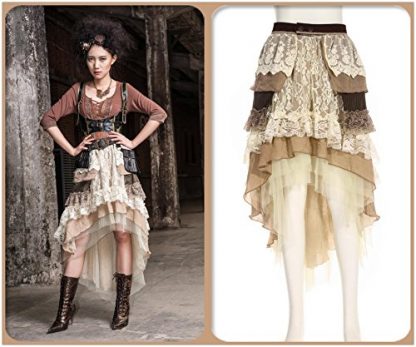 Vintage-Inspired Steampunk Gothic Prom and Wedding Dress in Elegant Beige - One Size - Image 2