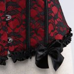 Women's Floral Corset with Black Lace Trim: Overbust Waist Cincher Bustier Top - Image 5