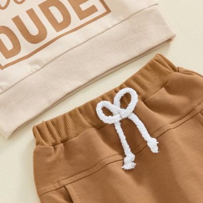 Toddler Boy's Cozy Fall-Winter Outfit Set with Graphic Letter Sweatshirt and Joggers - Image 5