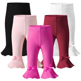 Chic Bow-Tied Bell Bottom Baby Leggings - 5 Pack